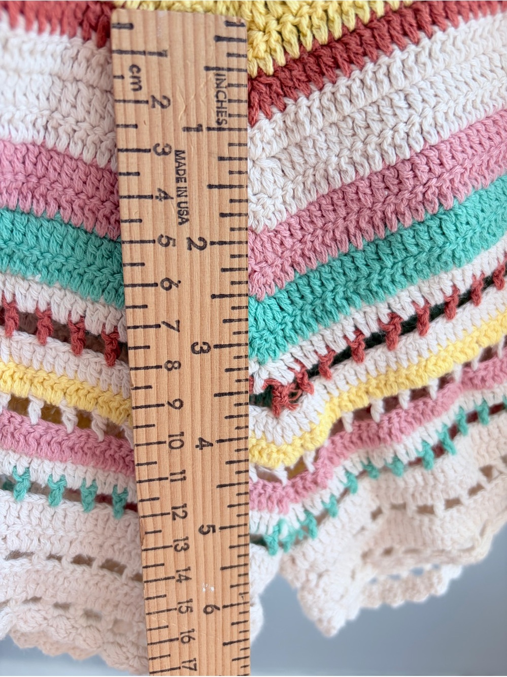 Crochet Cotton Halter Romper Cream Multicolor Chevron Boho Size S - Picture 7 of 10